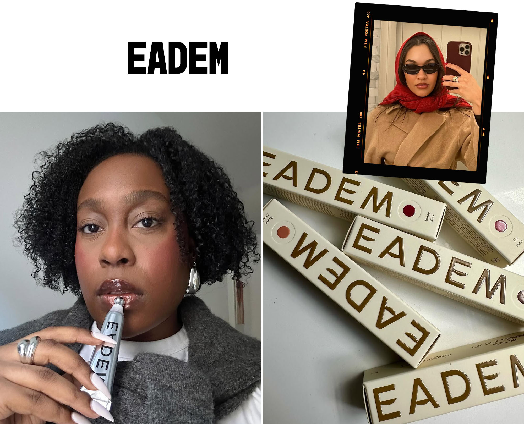 Collage of content creators testing beauty products