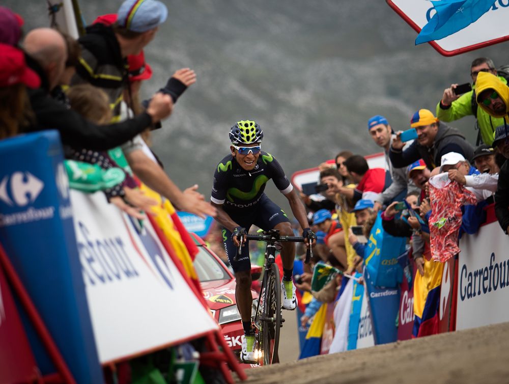 Nairo Quintana on his way to winning stage 10 at the Vuelta a Espana.
