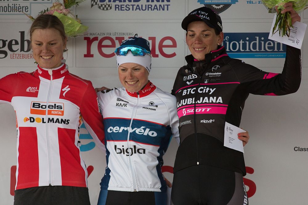 Amalie Dideriksen (DEN) of Boels-Dolmans Cycling Team finished second, while Eugenia Bujak (POL) of BTC City Ljubljana finished third