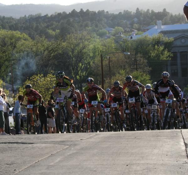 The fat tire crit started on a climb.