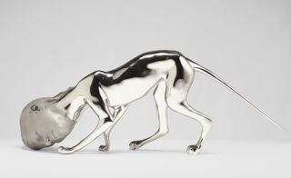 Stainless steel animal with a humans head