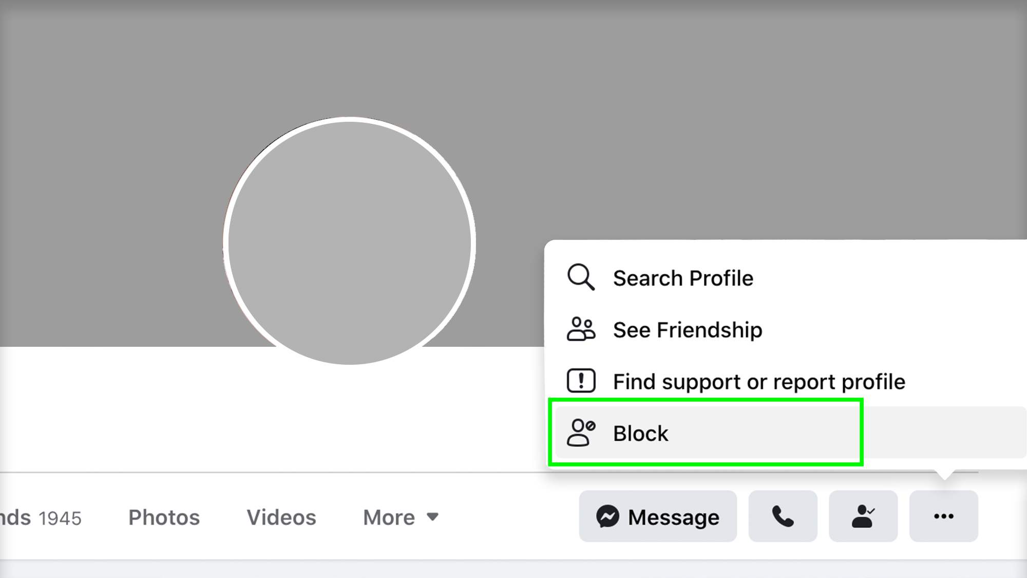 how to block someone facebook - click block