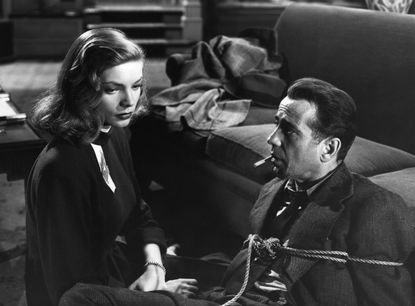 Lauren Bacall and her husband actor Humphrey Bogart star in The Big Sleep.