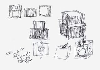 Sir David Adjaye's sketches for the Gordon & MacPhail bottle 