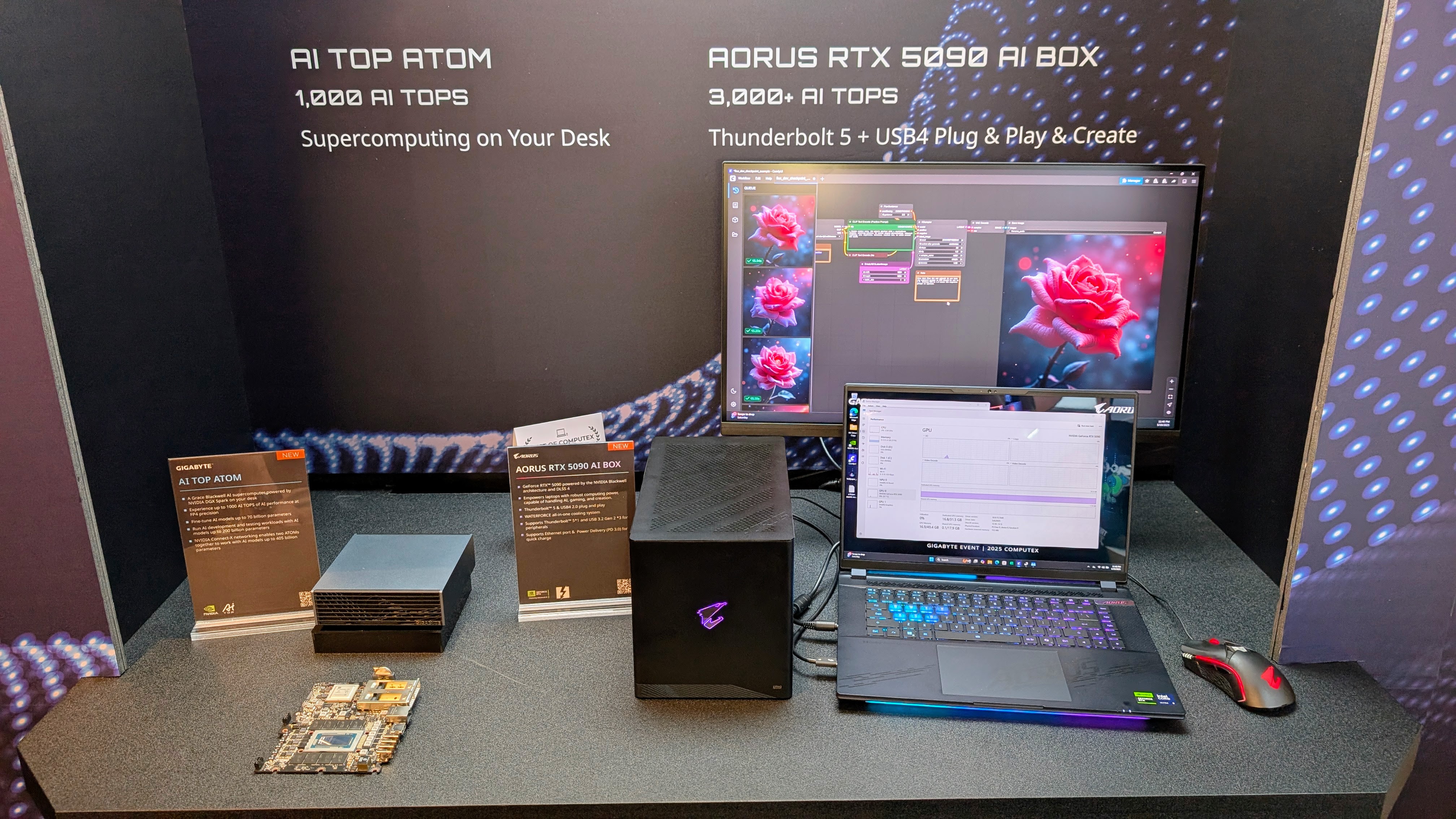 Gigabyte AI Top and Aorus RTX 5090 AI box at Computex 2025