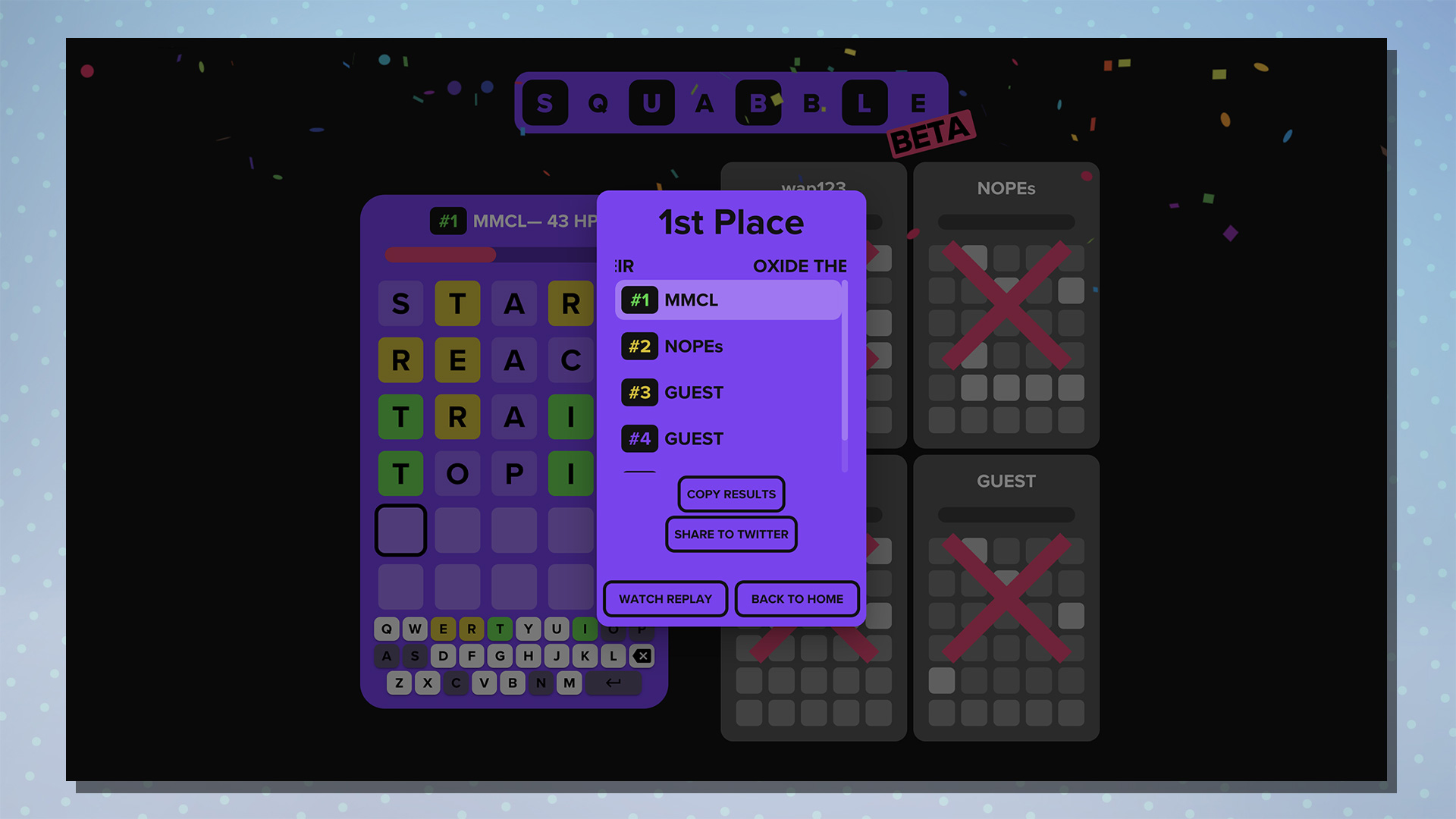 Uma captura de tela do jogo web Squabble