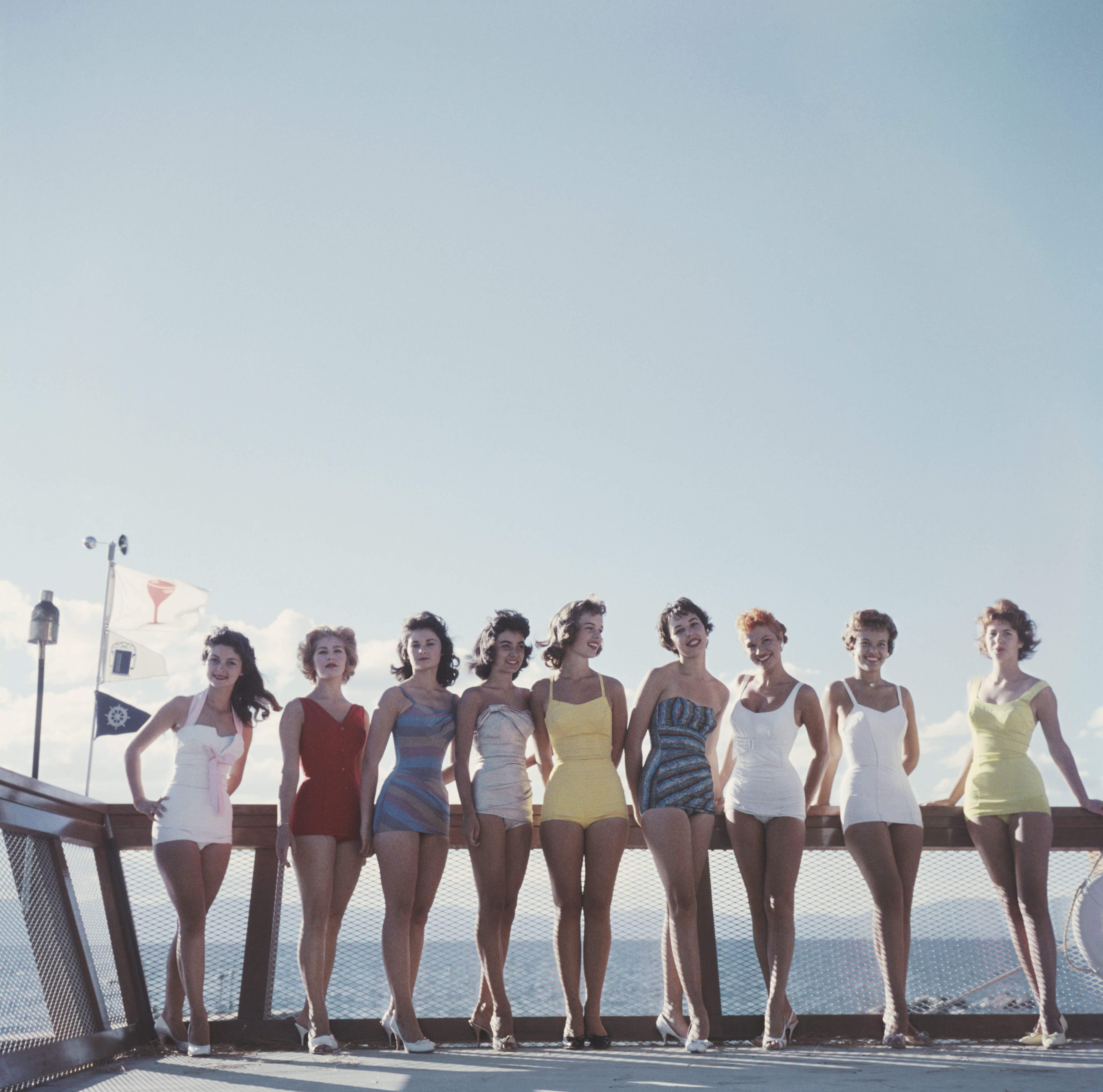 Line up of women in 50s swimwear