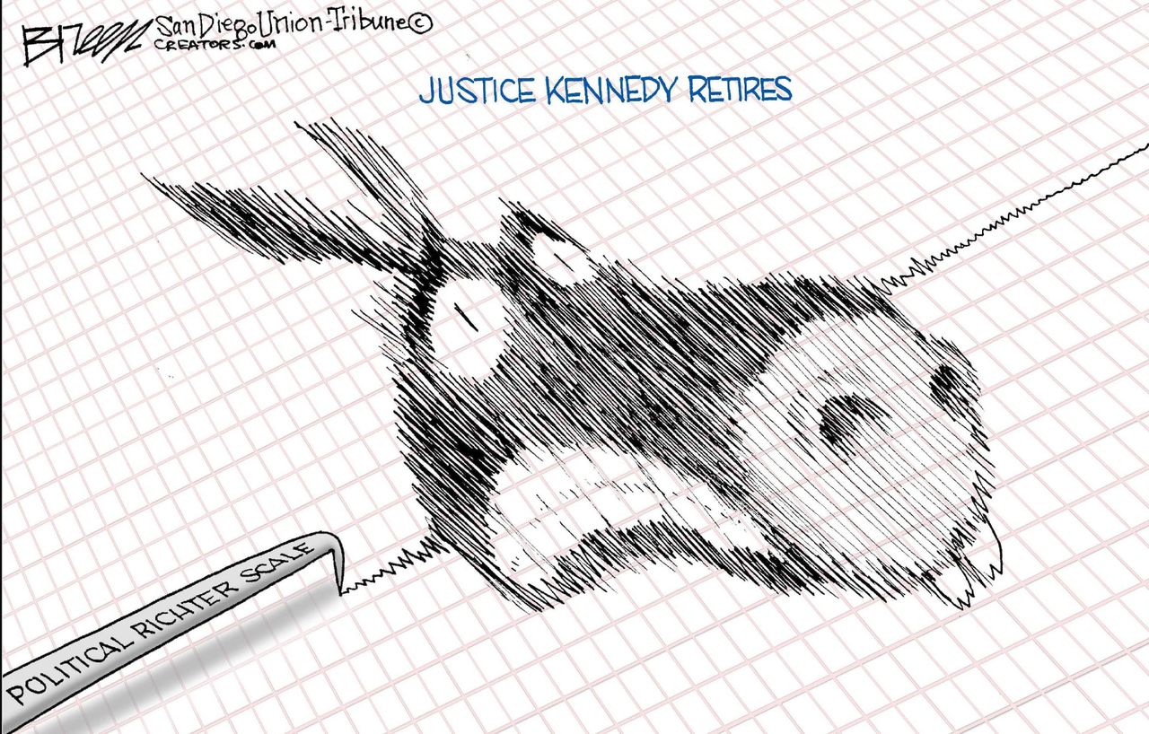 Political Cartoon U.S. Anthony Kennedy retirement Supreme Court political richter scale GOP