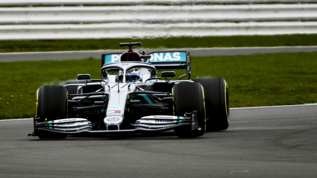 Valtteri Bottas drives the Mercedes W11 at Silverstone