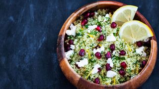couscous salad with feta and pomegranate
