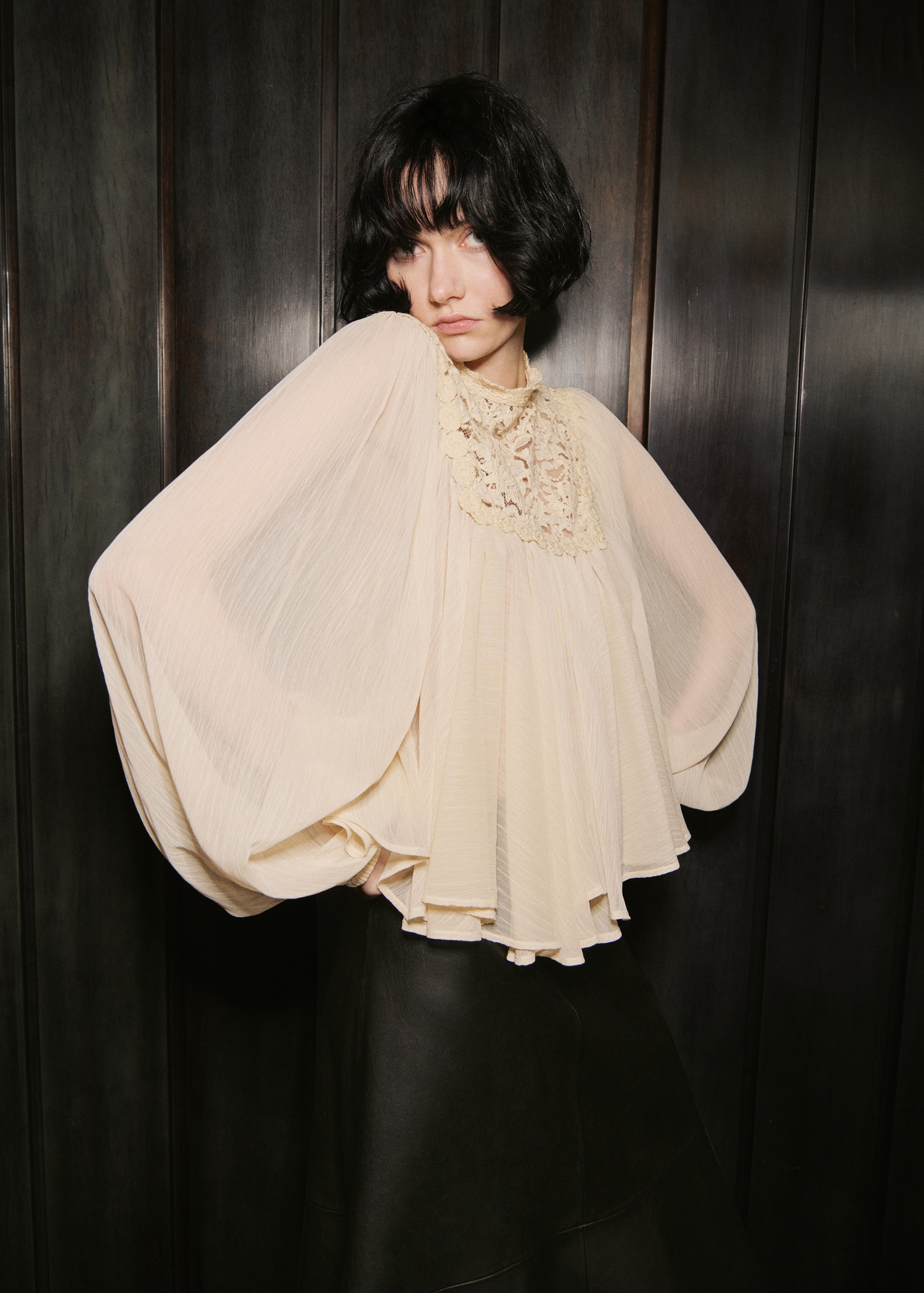 Lace Combination Blouse - Women | Mango United Kingdom