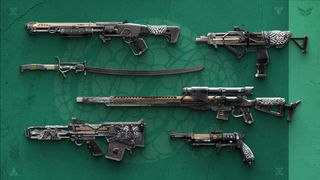 Destiny 2 Season of the Deep Gambit Prime weapons on green background