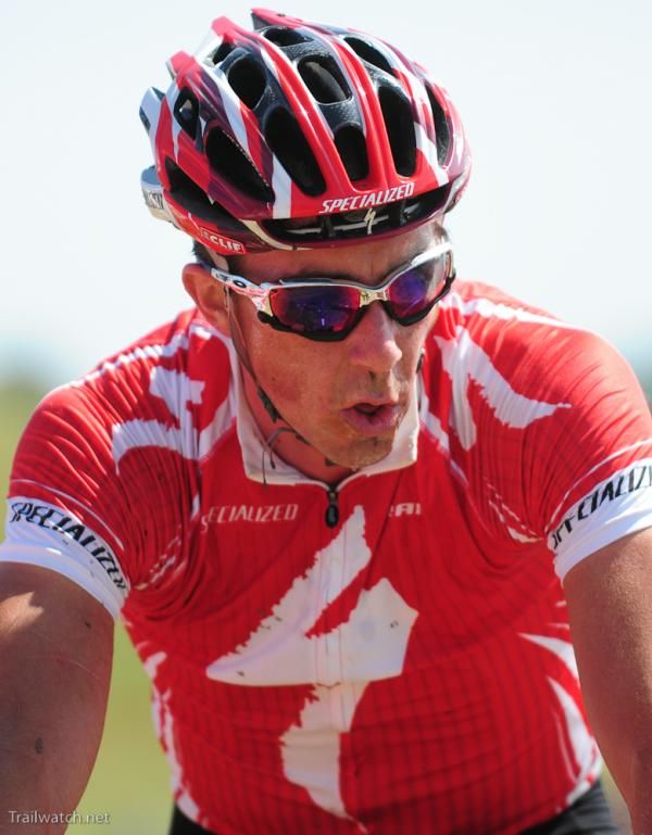 Todd Wells (Specialized) catching his breath after winning the race