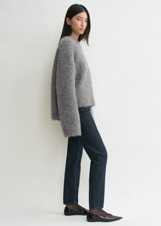 Boxy Alpaca Knit Dark Grey Melange