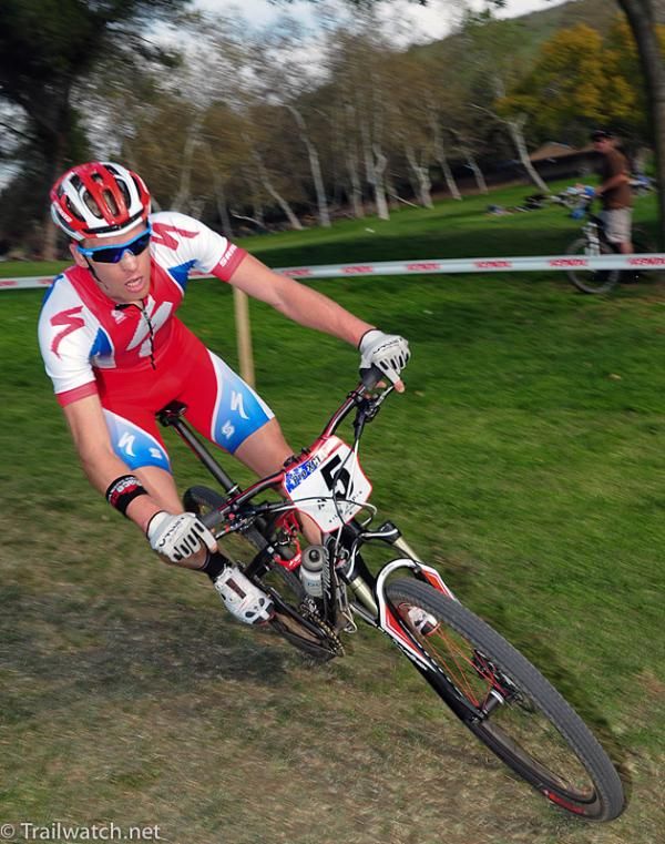 Max Plaxton (Specialized) cornering hard.