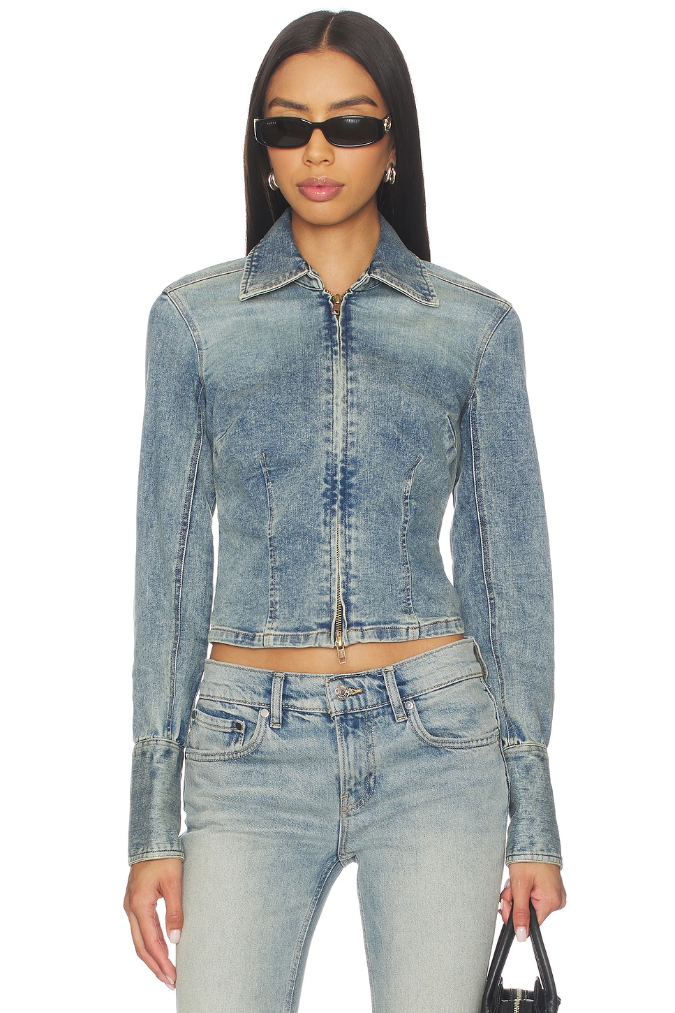X Revolve Sammy Zip Denim Jacket