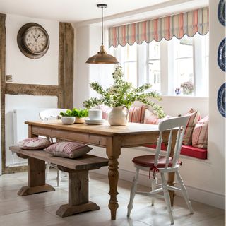 country style dining area in a cotswold cottage with stone floor