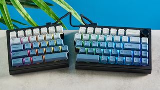 An Epomaker Split65 split ergonomic mechanical keyboard