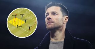 Xabi Alonso, Head Coach of Bayer Leverkusen, looks on prior to the Bundesliga match between Bayer 04 Leverkusen and VfL Wolfsburg at the BayArena on March 10, 2024 in Leverkusen, Germany. 