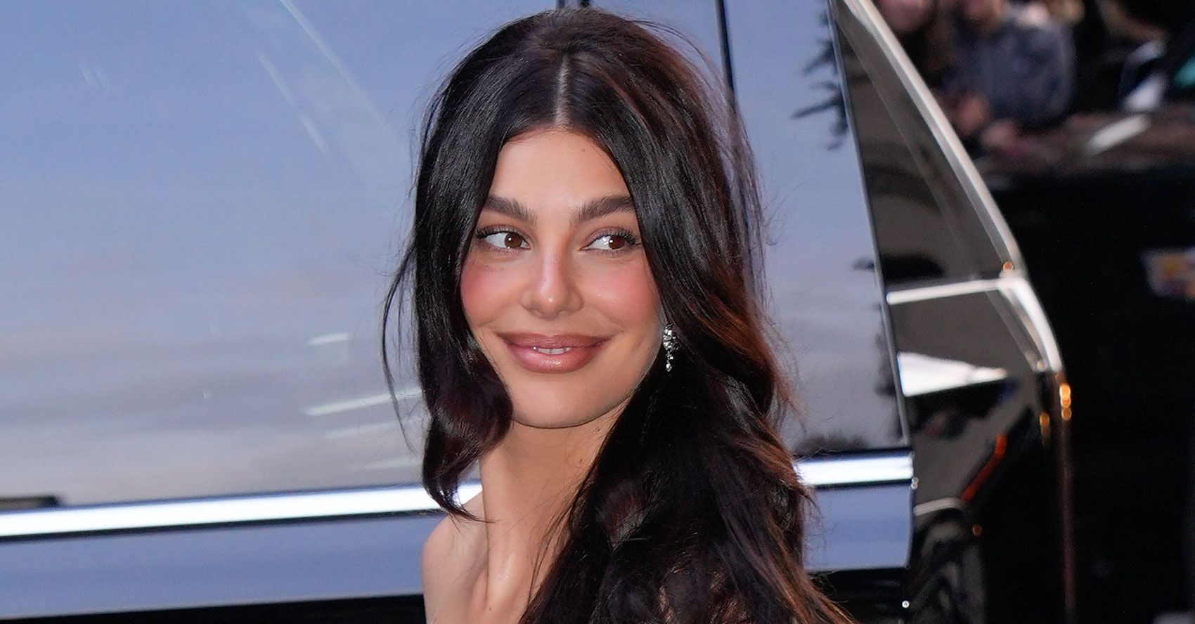 camila morrone purple dress Daisy Jones & The Six 2023 Camila Morrone Purple Velvet Coat