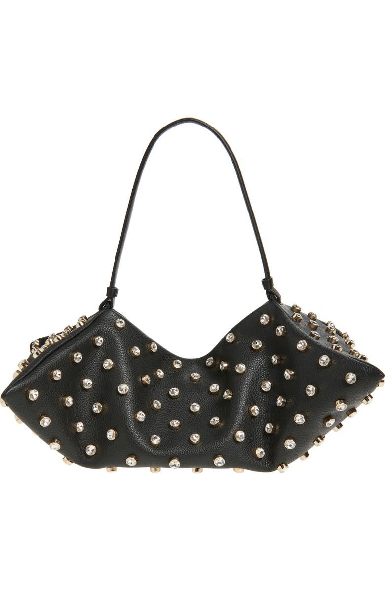 Origami Crystal Studded East/west Leather Bag