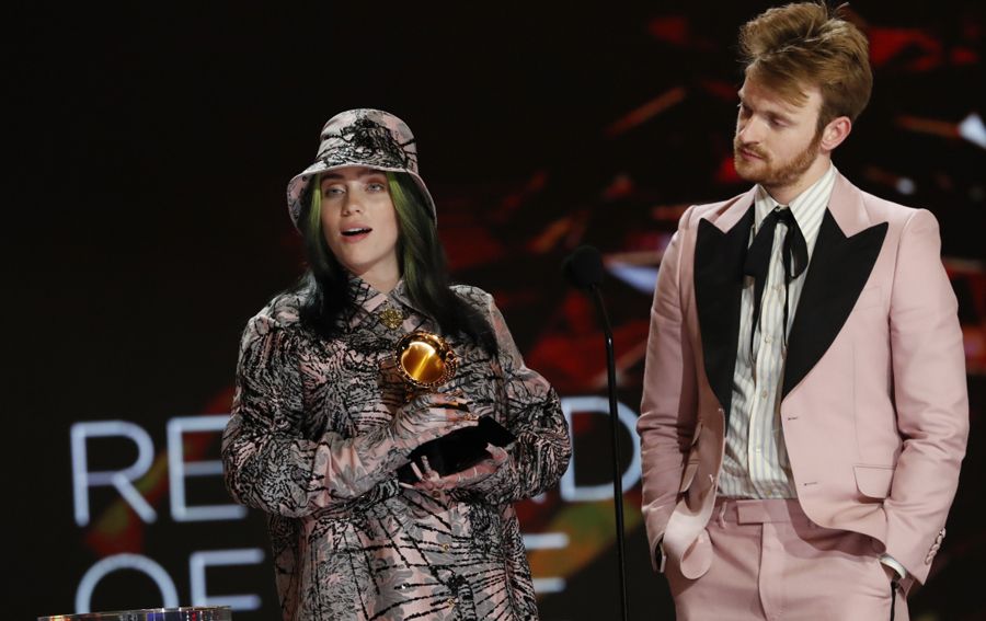 Billie Eilish and Finneas win the award for Record of the Year at The 63rd Annual Grammy Awards