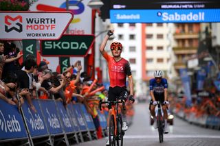 EIBAR SPAIN APRIL 06 Carlos Rodriguez of Spain and Team INEOS Grenadiers celebrates at finish line as stage winner during the 63rd Itzulia Basque Country 2024 Stage 6 a 1378km stage from Eibar to Eibar UCIWT on April 06 2024 in Eibar Spain Photo by Tim de WaeleGetty Images