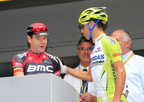 Cadel Evans and Vicenzo Nibali at sign-in