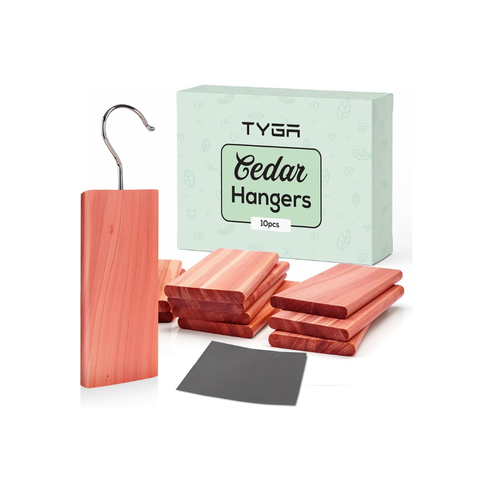 Hanging cedar blocks with box in background