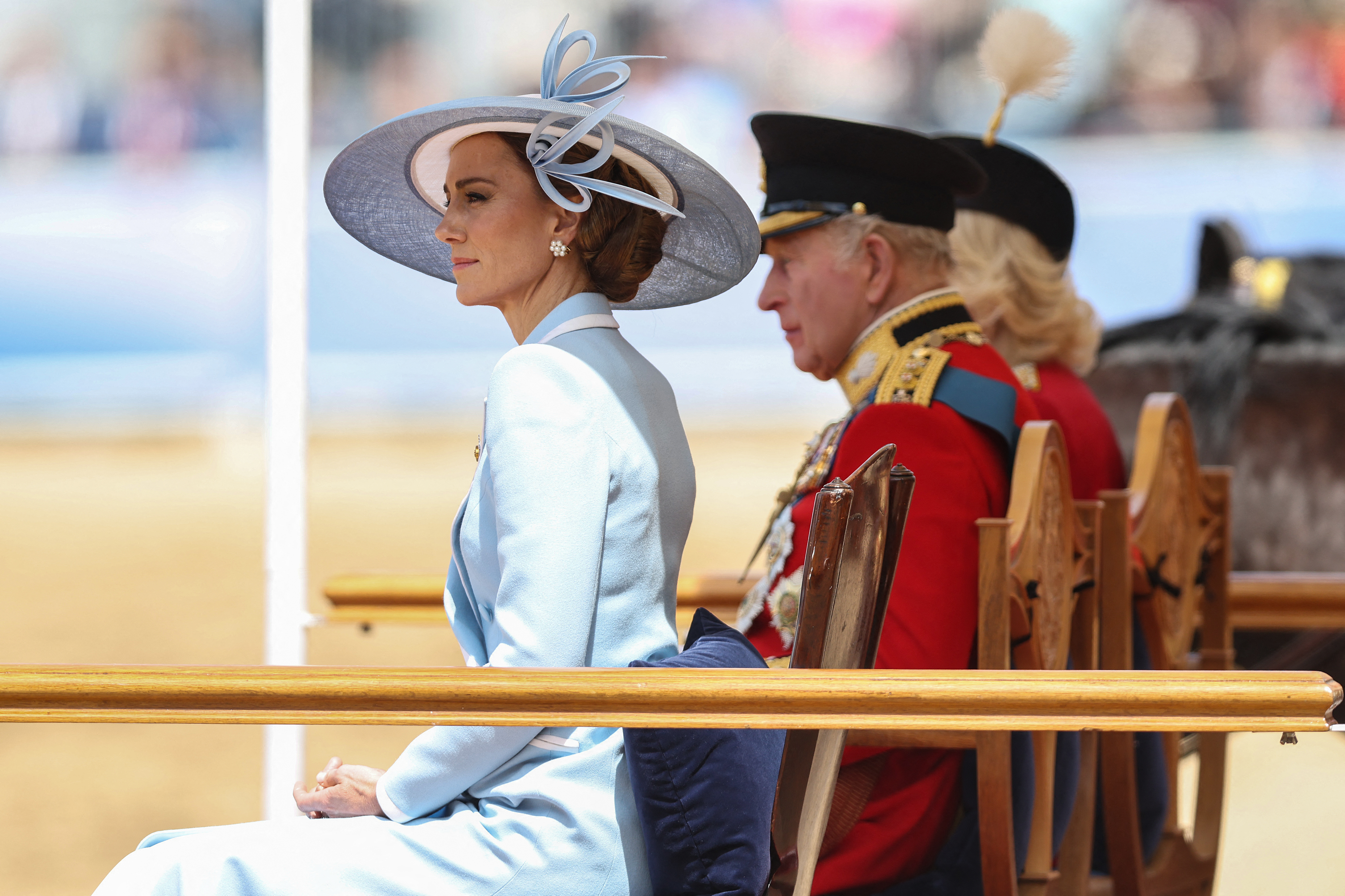 Britain's Catherine, Princess of Wales watches the King's Birthday Parade &amp;quot;Trooping the Colour&amp;quot; in London on June 13, 2026. (Photo by Toby Shepheard / AFP)