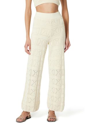 The Drop Women's Diza Pull on Flare Leg Crochet Pant, Birch, Xl