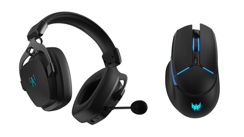 black wireless gaming headset and mouse