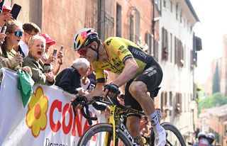 SIENA ITALY MAY 18 Stage winner Wout Van Aert of Belgium and Team Visma Lease a Bike competes during the 108th Giro dItalia 2025 Stage 9 a 181km stage from Gubbio to Siena UCIWT on May 18 2025 in Siena Italy Photo by Dario BelingheriGetty Images