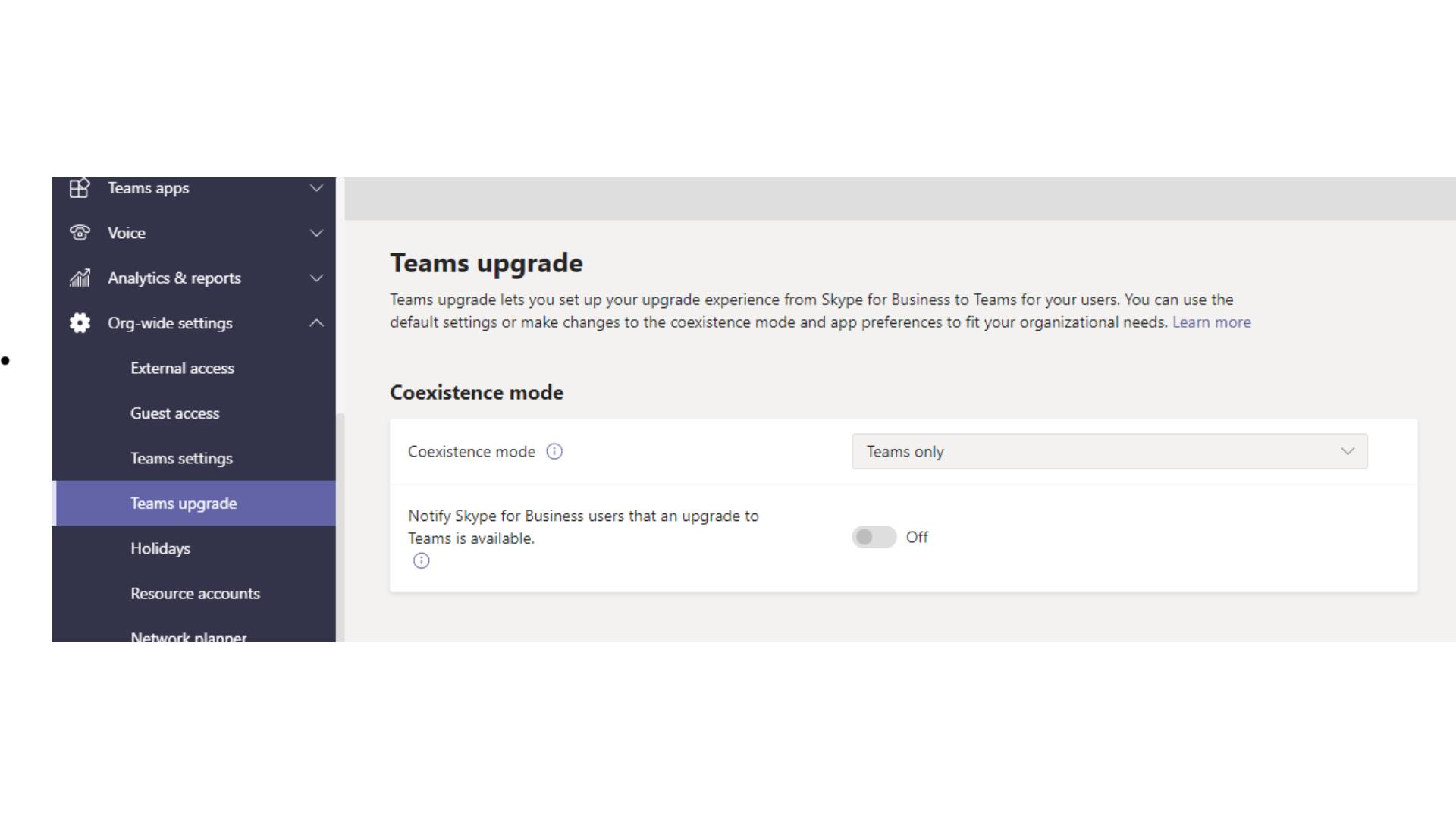 Microsoft Teams admin upgrade