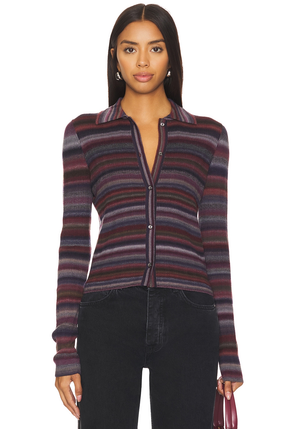 Ribbed Polo Cardigan
