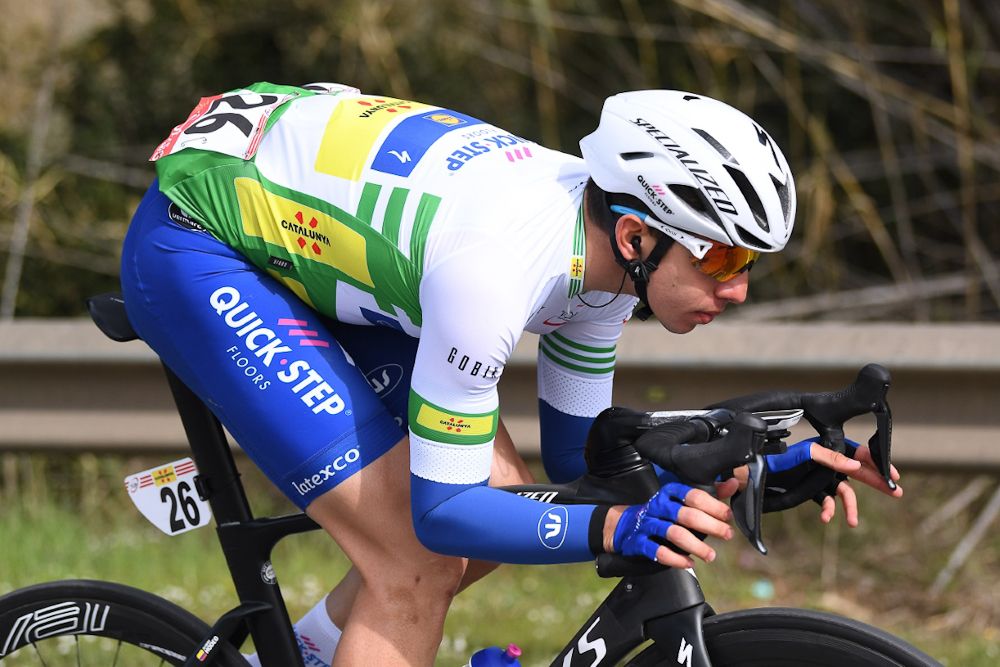 Alvaro Hodeg ( Quick-Step Floors) in the leader's jersey during stage 2 at Volta a Catalunya