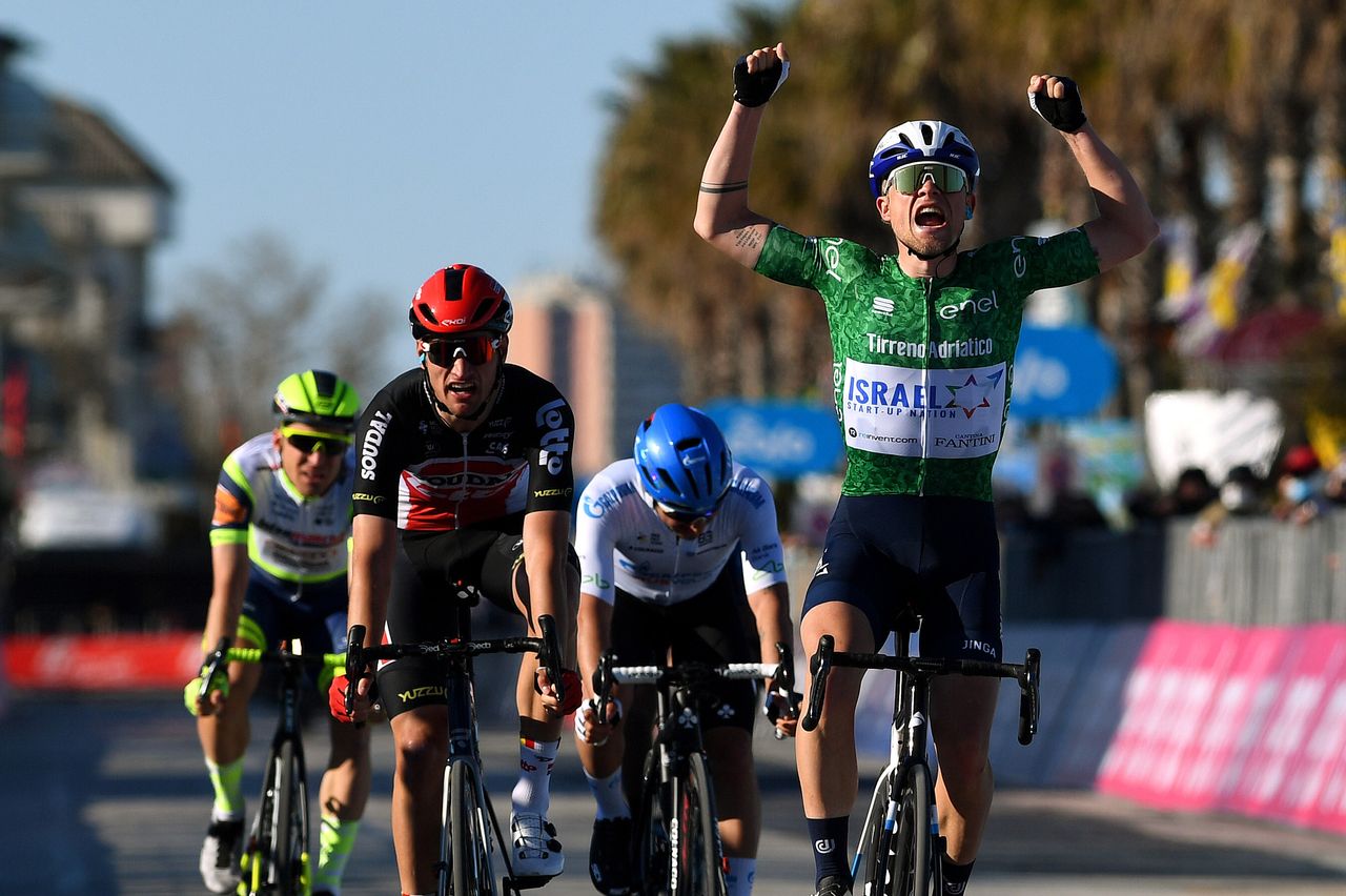 Mads Wurtz Schmidt wins stage 6 of the 2021 Tirreno-Adriatico.