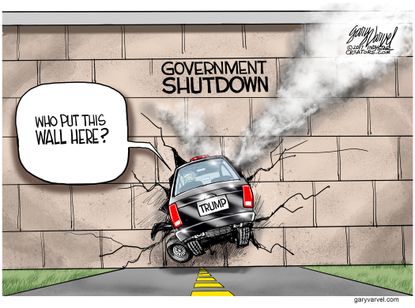 Political Cartoon U.S. Trump Government Shutdown Congress Senate Wall