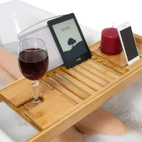 4. Natural Bamboo Bath Caddy Bridge