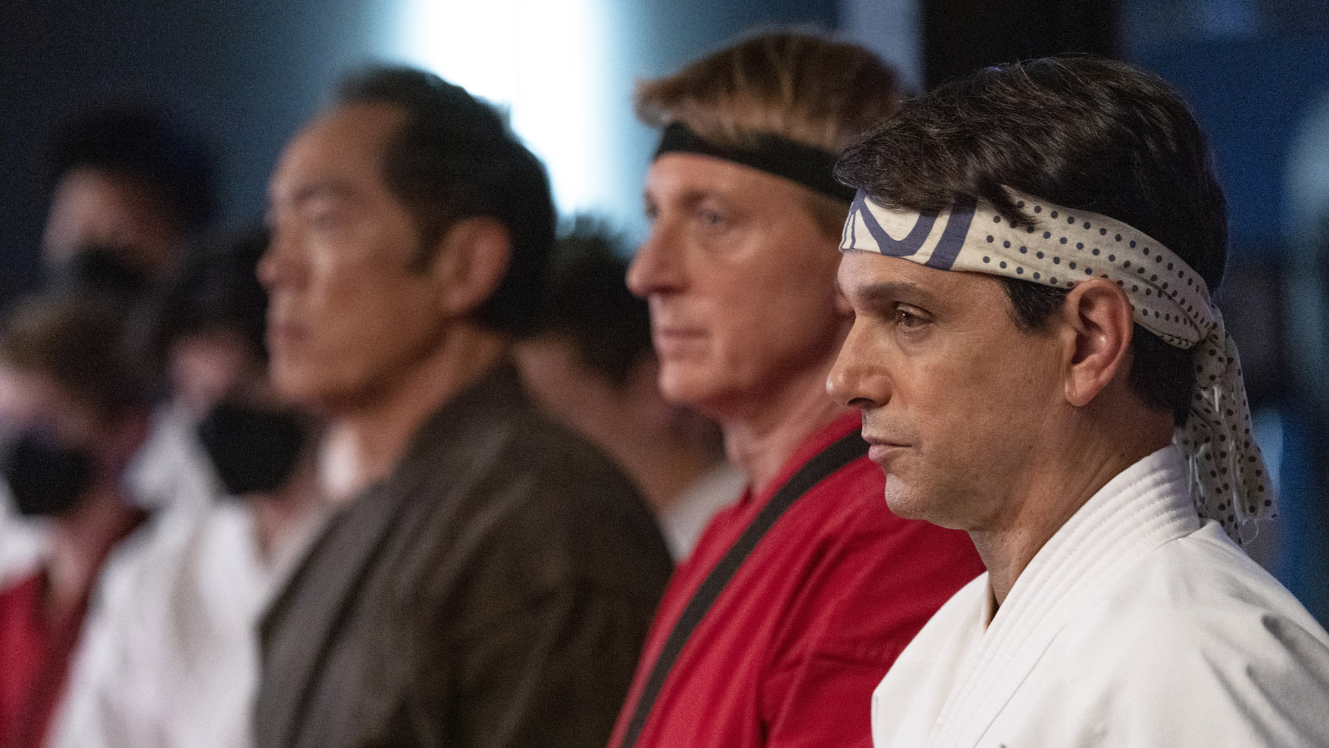 Chozen, Johnny, and Danny stand next to each other in Cobra Kai season 5
