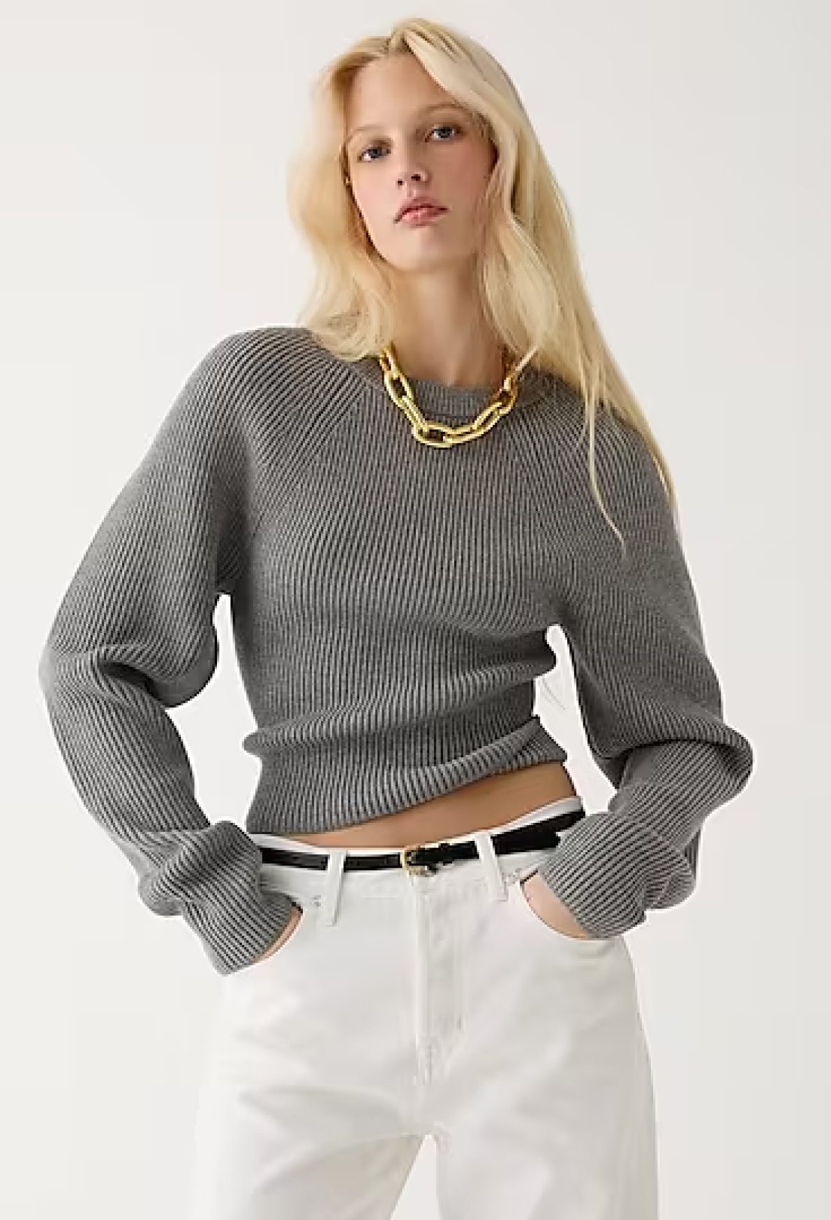 J.Crew Raglan fitted-waist crewneck sweater
