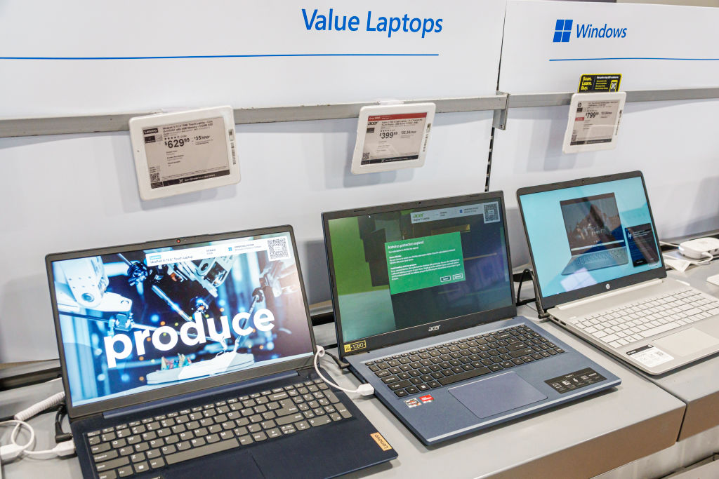 In store laptop display