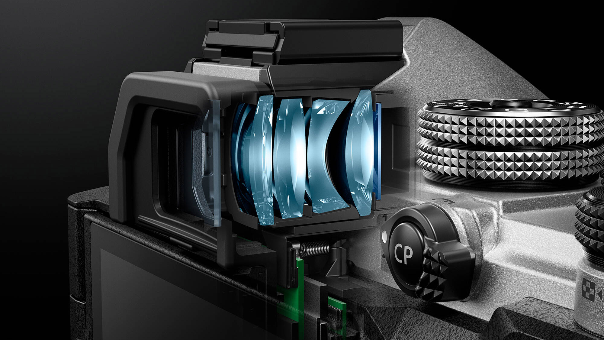 OM System OM-3 CP button and viewfinder