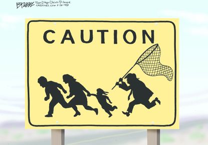 Political Cartoon U.S. Donald Trump border wall undocumented immigrants