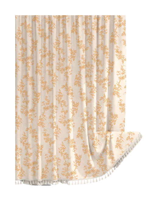 Floral Plant Shower Curtain Set with Tassels