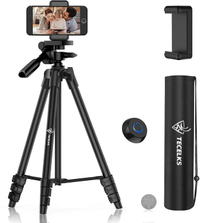 TECELKS Lightweight Tripod 55-Inch, Camera Phone Tripod Stand with Bluetooth Remote | Currently $23.99 at Amazon 