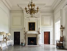 Fig 2: The original entrance hall to the house on the first floor, with its cool palette. Wolterton Hall, Norfolk. Photographs by Paul Highnam for Country Life.