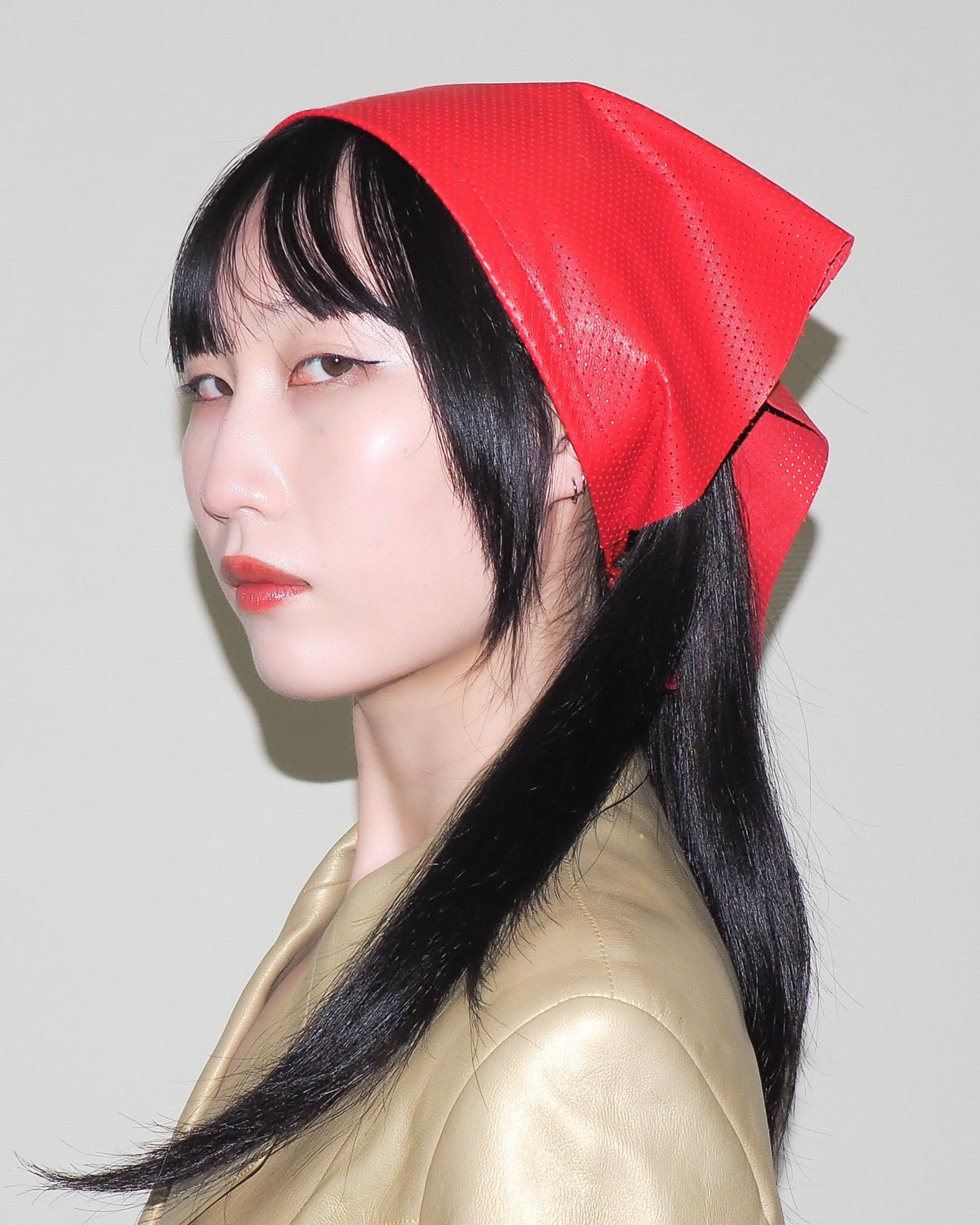 Vita Scarf in Red Perforated Lambskin