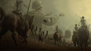 Oil paintings of skeleton soldiers