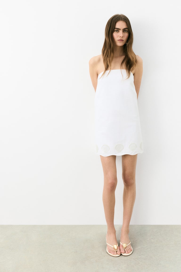 Bead-Embellished Bandeau Dress